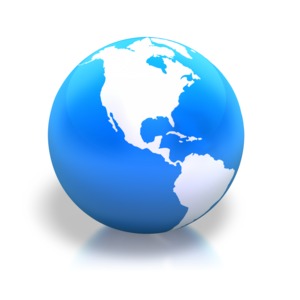 An image of a shiny blue earth displaying North/South America.