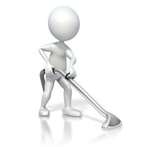 A 3D stick figure uses a professional carpet cleaner in this presentation clipart.