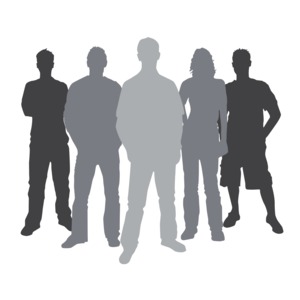 An image containing a silhouette of a group of casual people.