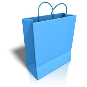 An image of an empty blue shopping bag.