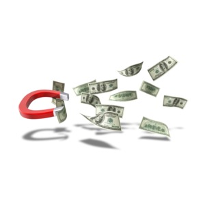 An image of a magnet pulling/stealing lots of dollar bills.