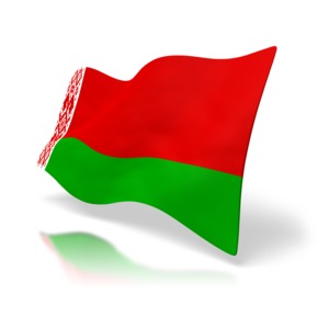 The national flag of Belarus rendered in 3D at a perspective angle.