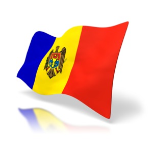 The national flag of the country of Moldova rendered in 3D.