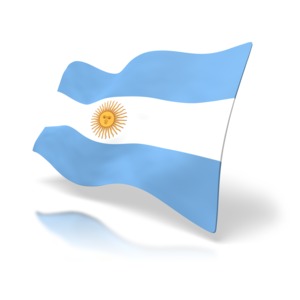 The national flag of Argentina.  A 3D clip art image.  A PNG image with a transparent background.