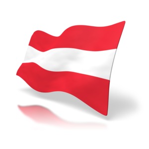 The national flag of Austria.  A 3D clipart image with a transparent background.