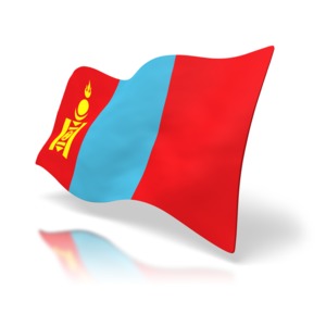 The national flag of Mongolia.