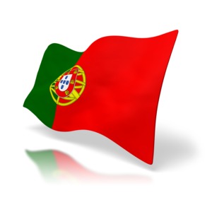 The national flag of Portugal.  A 3D clipart image with a transparent background.