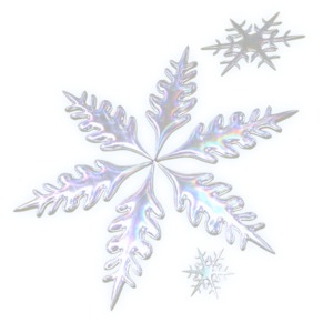 A close up on three flakes of snow.  These snowflakes are 3D rendered on a transparent background and can be place over any color background.