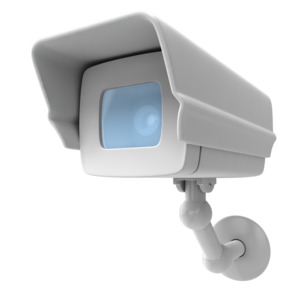 An image of a closeup of a surveillance security camera.
