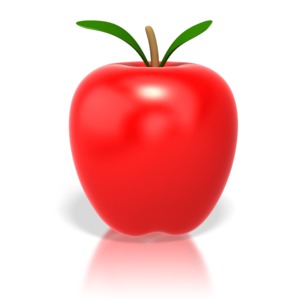 This clip art image shows a big red shinny apple