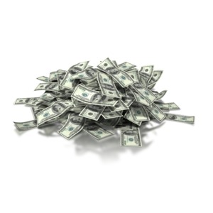 An image of a large pile of 100 dollar bills.