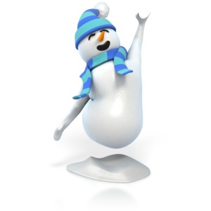 An image of a snowman jumping for joy.