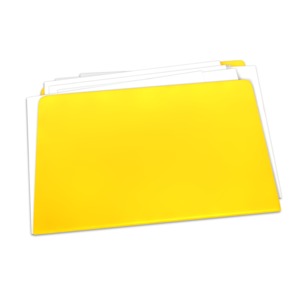 An image of a single yellow file folder with paper sticking out.