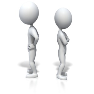 An image of a stick figure couple angry.