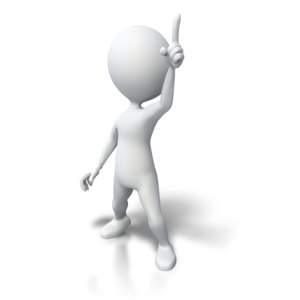 An image of a stick figure holding up hand with a number one sign.