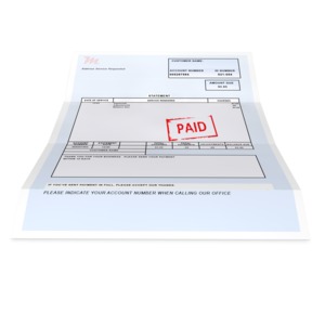 This clip art image shows a bill that has been marked as paid.