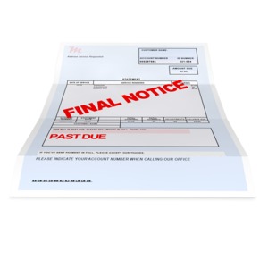 This clip art shows a bill that is past due.