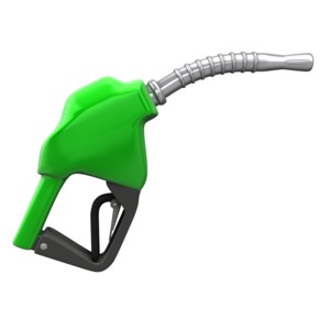 An image of a side view of a gasoline pump nozzle.