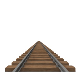 This clip art image shows a train track fading off into the distance.