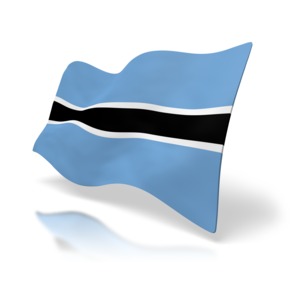 The national flag of Botswana at a perspective angle.