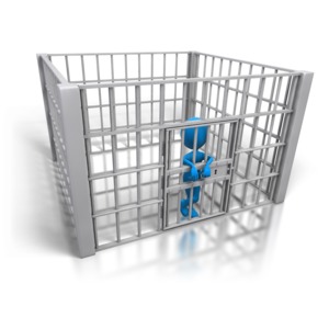 An image of a stick figure inside of a jail cell.
