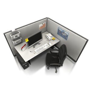 An image of an empty office cubicle.