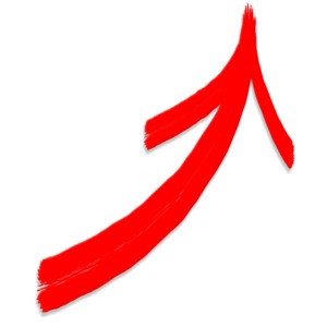 This clip art image shows a painted arrow pointing up call out symbol.