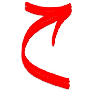 This clip art image shows a curved painted arrow call out symbol.