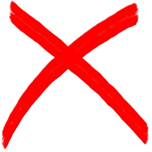 This clip art image shows a painted x mark call out symbol.