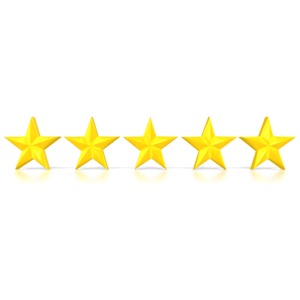 Five stars stand in a row.  This clip art image displays  a concept of high quality, reputation, and status.