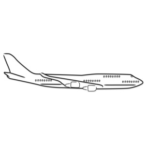 This clip art image shows a jet airplane out drawing.