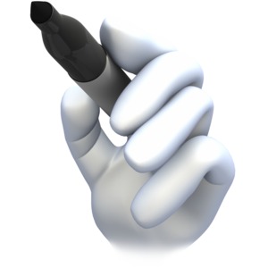 This clip art image shows a hand holding a black marker.