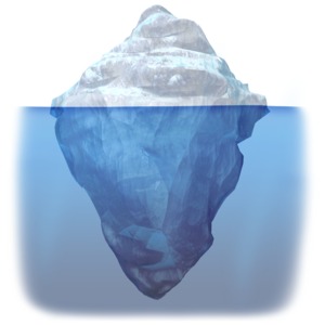 This clip art shows an iceberg submerged in water.