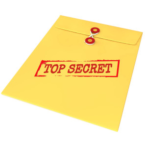 This clip art image shows a sealed top secret envelope.
