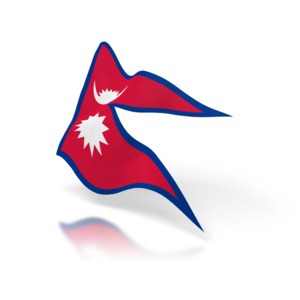 The flag of Nepal set at a perspective angle.