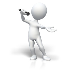An image of a stick figure singing with a microphone.