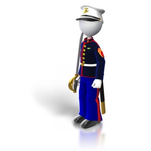 An image of a United States marine carrying a sword.