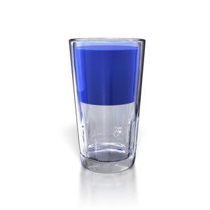 This clip art image shows a glass half full of liquid.