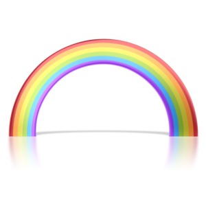 This clip art shows a shinny rain bow with six colors.