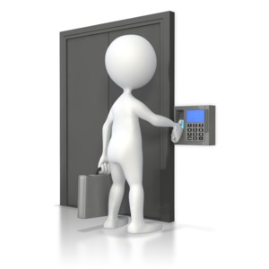 Stick Figure Pulling On Door  3D Animated Clipart for PowerPoint 