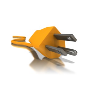 A three prong electrical extension cord.