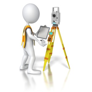 A stick figure write calculations as while surveying.