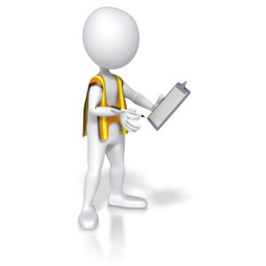 This clip art shows a safety/construction worker taking some notes.