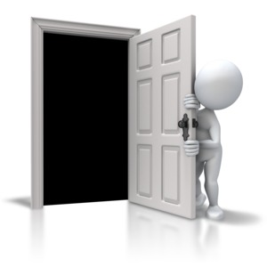 Stick Figure Pulling On Door  3D Animated Clipart for PowerPoint 