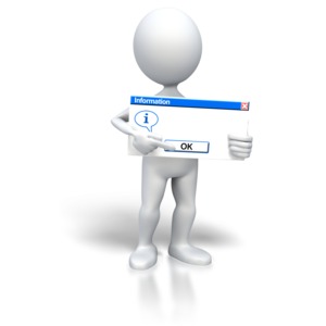 An image of stick figure pointing at an information button.