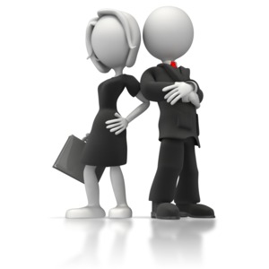 A business woman and man strike a proud pose in this executive business clip art.