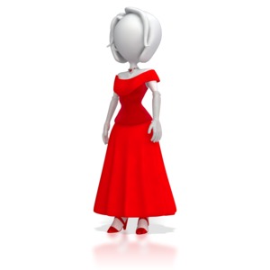 This stick figure is all dressed up in an elegant dress.