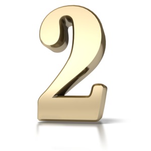 A large gold number two (2).