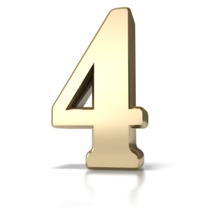 A large gold number four (4).