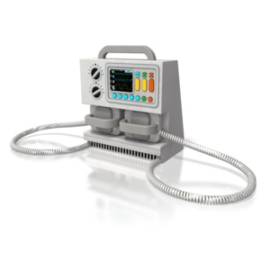 This clip art image shows a heart defibrillator.